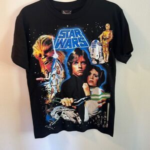 Vintage 80s Dbruze Unisex A Galaxy Of Star‎ Wars Treasures Black T-Shirt Size S